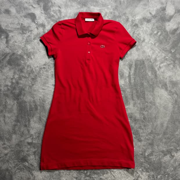 라코스테 슬림핏 레드 폴로원피스 