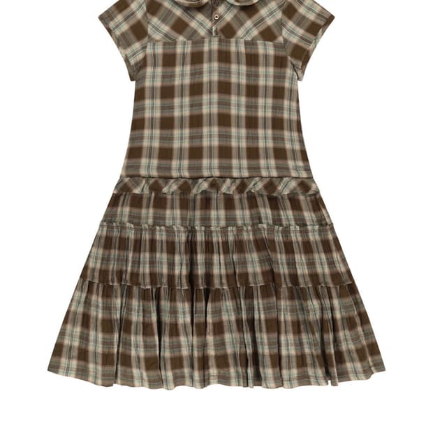코이세이오 로우 엣지 체크 원피스 브라운 사이즈2