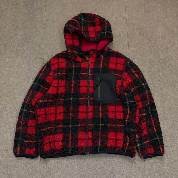 uniqlo jw앤더슨 유니클로 타탄체크 후리스 집업후드 