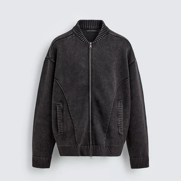 자라 워싱 니트 보머 재킷 브라운 L