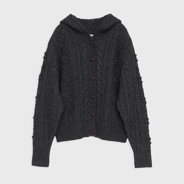 Burmula 버뮬라 CABLE HOODIE CARDIGAN 