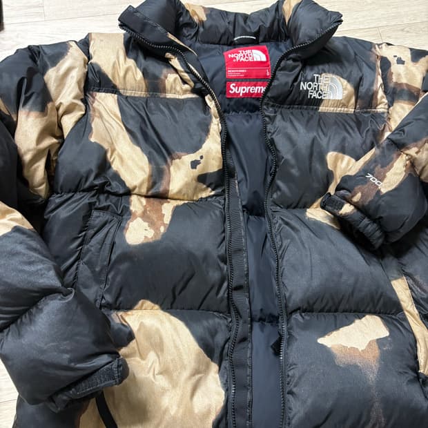 L)슈프림 노스페이스 슈노 블리치드 데님 프린트 눕시 블랙