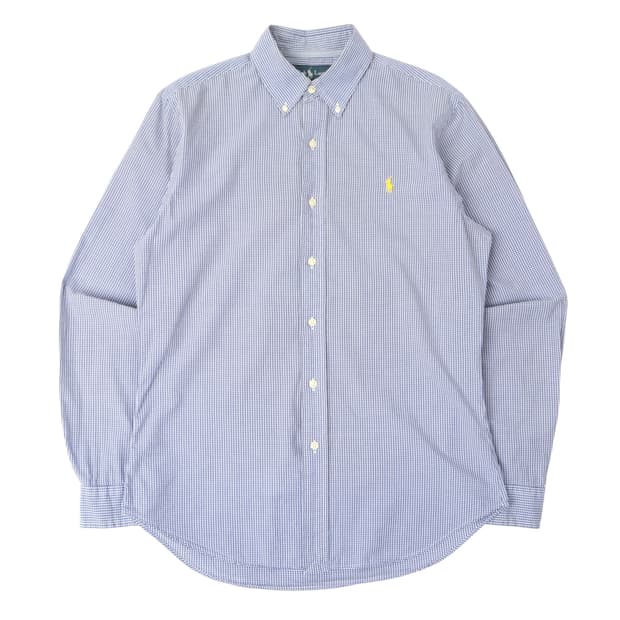 폴로 랄프로렌 블루 깅엄체크 코튼 셔츠