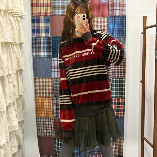 히스테릭글래머 딸기초코 벨벳 니트