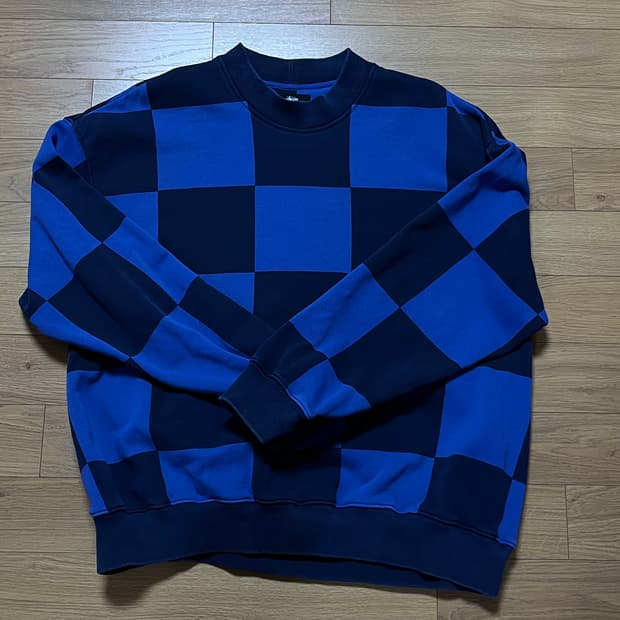 스투시 블러 체크 모크넥 스웻셔츠 [L] 