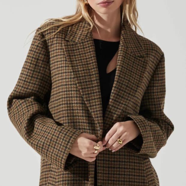 원버튼 울 체크코트 남여공용