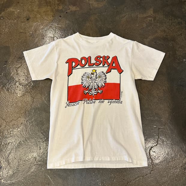 90s Made In USA 폴란드 프린팅 반팔티 M