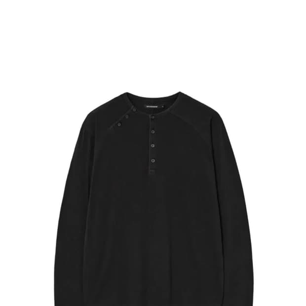 [5] 해칭룸 더블 헨리넥 블리치드 블랙