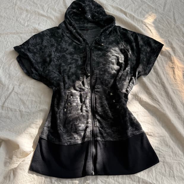 너드 펑크 락시크 니혼진 가오리핏 반팔 후드집업