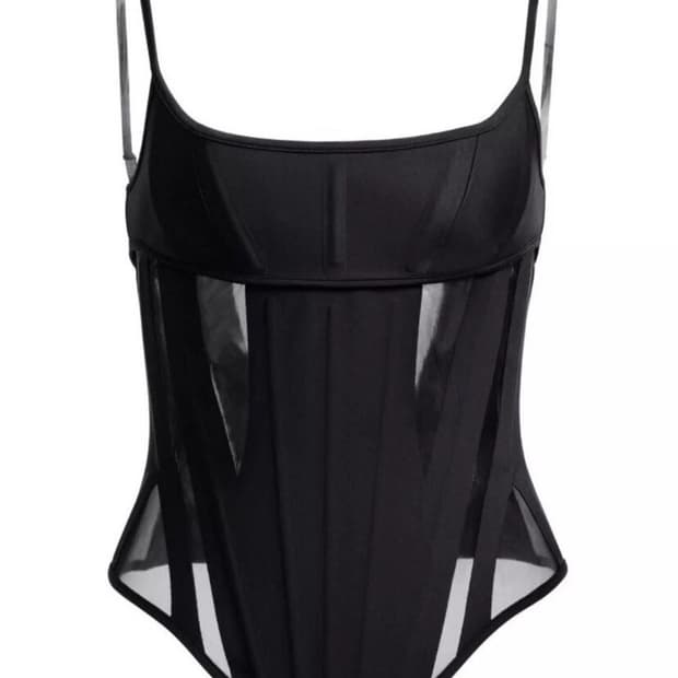 Mugler X H&M Mesh-paneled Corset Top