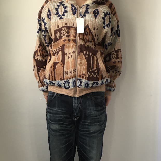 Native mood fake fur hood cowichan zip u