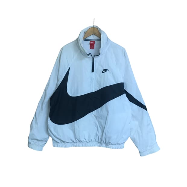 나이키 윈드브레이커 흰색 빅로고 아노락 바막