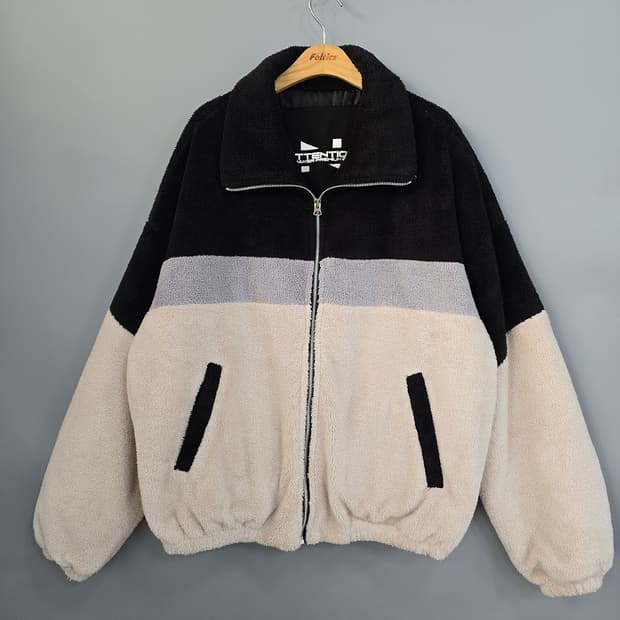 어텐션(ATTENTION) 배색 플리스 집업 자켓 FREE