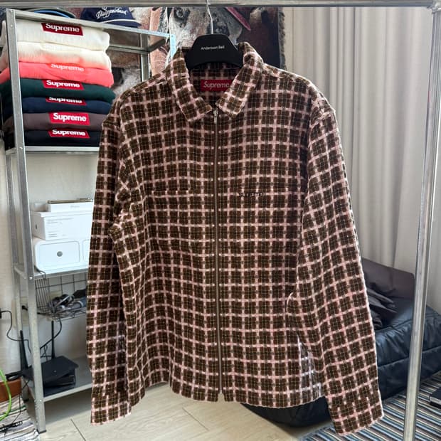슈프림 메탈릭 플레이드 집업 셔츠
