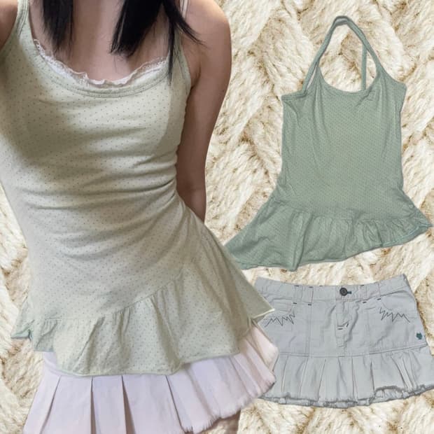 Green dot holterneck sleeveles