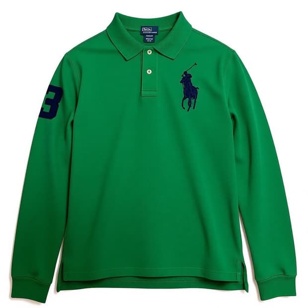 빈티지 폴로 그린 초록 럭비티 카라티 롱슬리브 빅폴로