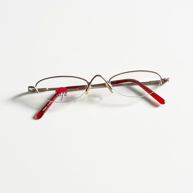 90s CAFE LUNETTES 브론즈 오벌 반무테 메탈 빈티지 안경