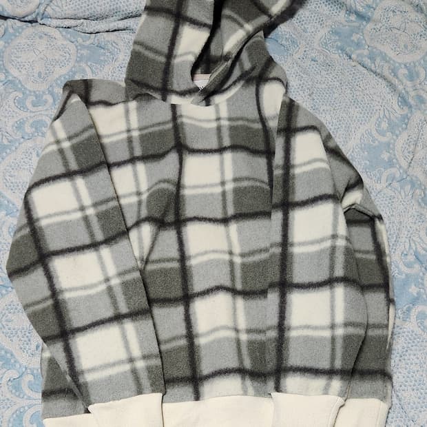 [M] 자라 체크 후드 티셔츠