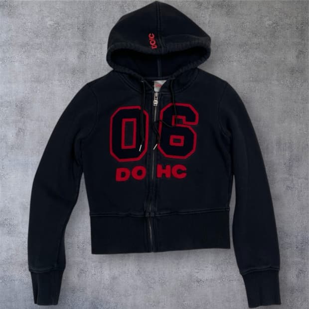 도호 DOHC 블랙 로고 크롭 후드 집업 S