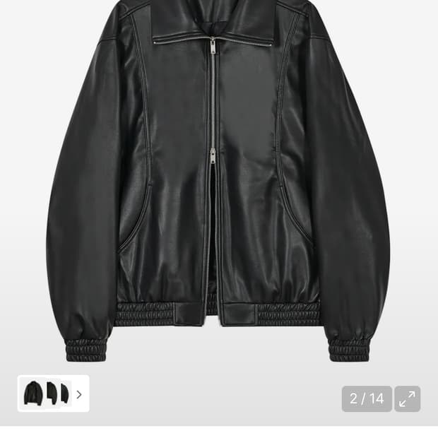 아이러니포르노 화이트라인 커브드 봄버 레더 가죽 자켓 블랙