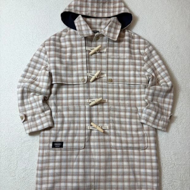 OiOi 오버핏 체크 더플 후디 코트 PN6832