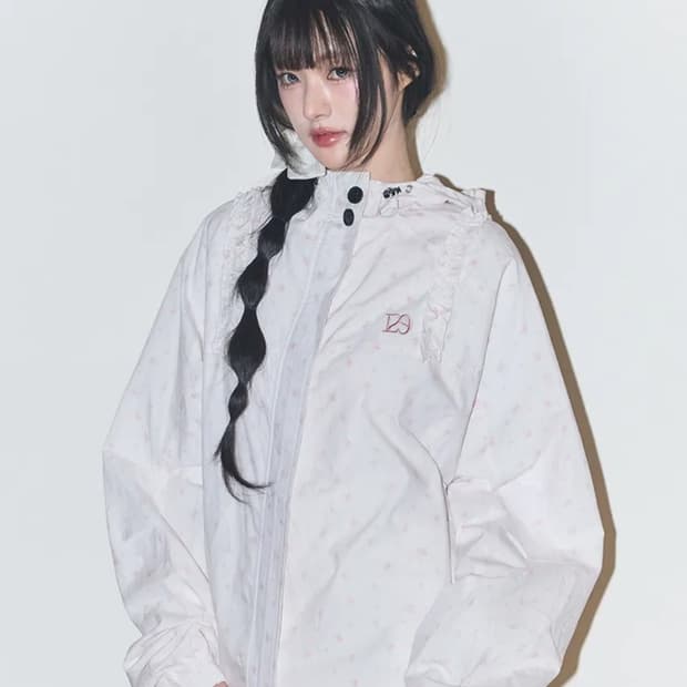 일리고 오블리크 프릴 후드자켓 플라워