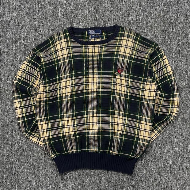 폴로 랄프로렌 체크 코튼 니트
