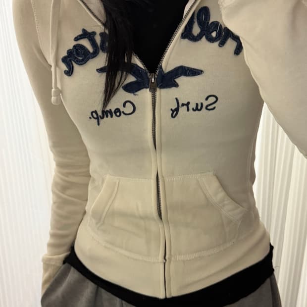 대장템 딱붙핏 홀리스터 화이트 후드집업 xs