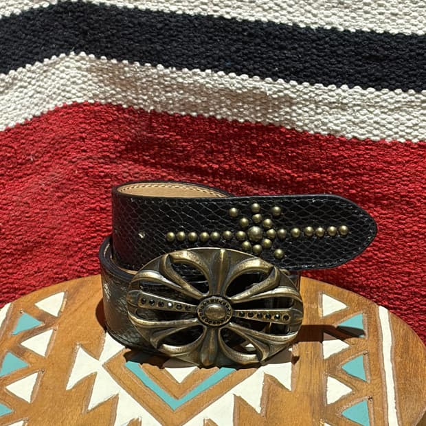 Python oval stud belt/웨스턴 황동 오발 스터드 벨트 