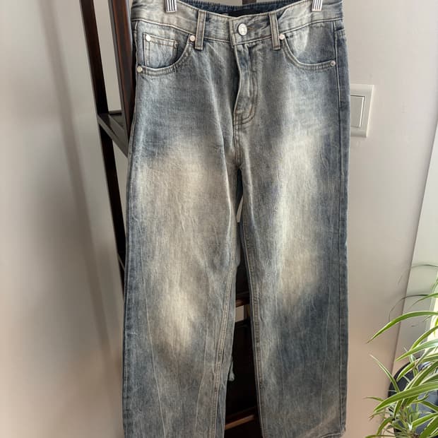 보헤미안서울 그레이 스카이 와이드 데님 팬츠