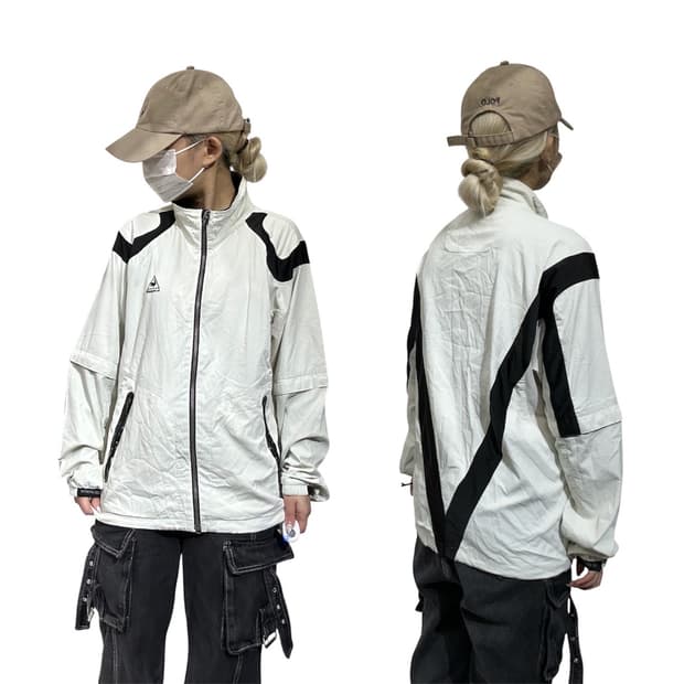 르꼬끄 화이트 블랙 라인 바람막이 자켓 L