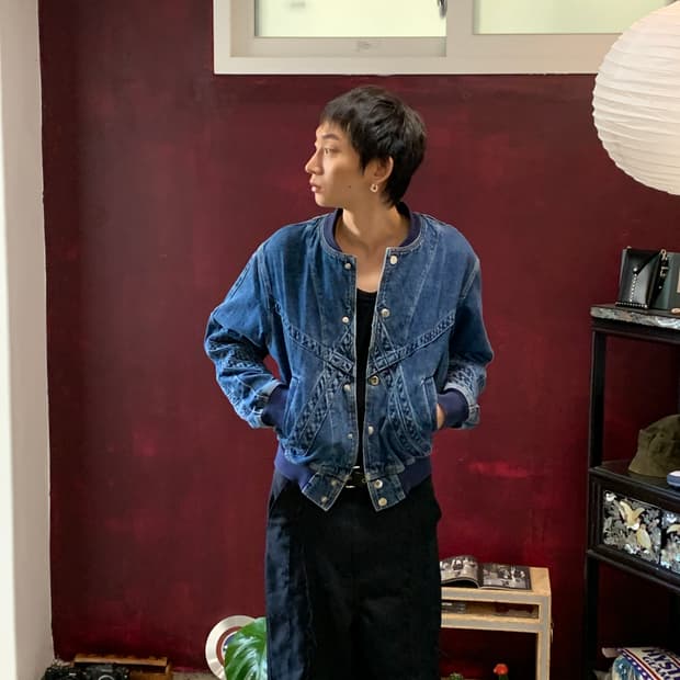 스테판 쿡 패널 데님 바시티 봄버