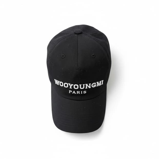 우영미 자수 블랙 볼캡