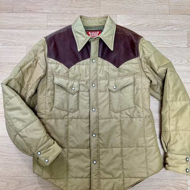 Sugar Cane 슈가케인 베이지 레더 패디드 웨스턴 자켓