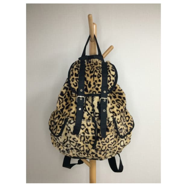 빈티지 레오파드 퍼 백팩