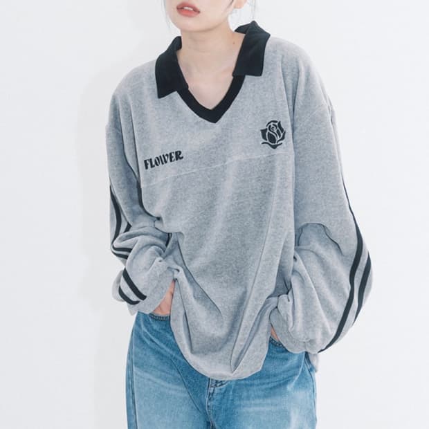 해비즘 브이넥 카라 롱슬리브 원사이즈