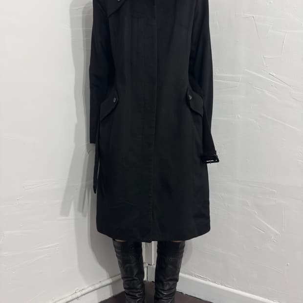 chrome belt cashmere long coat