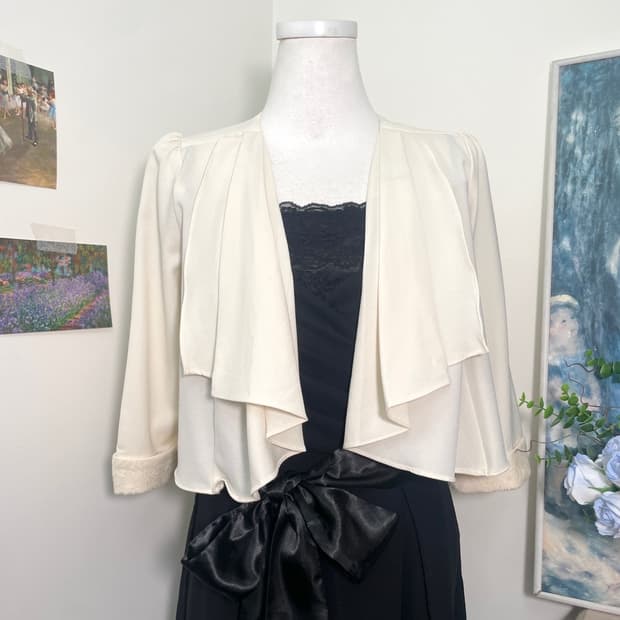 ivory lace ruffle bolero cardigan