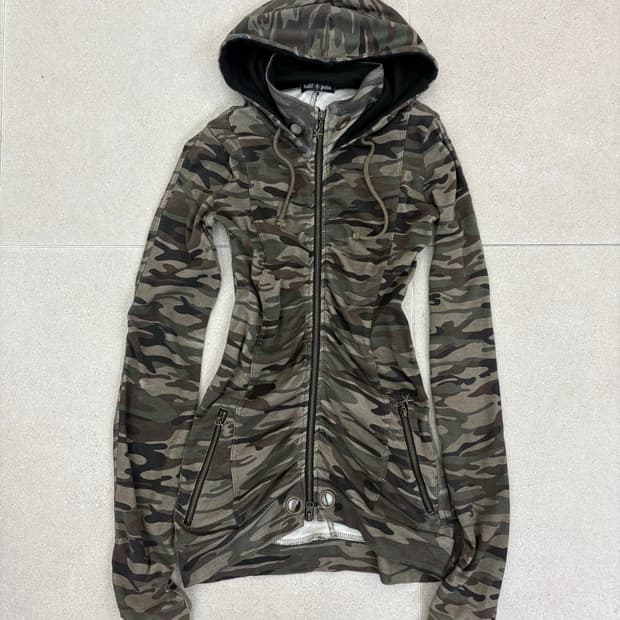 밀리터리 셔링 딱붙 후드집업