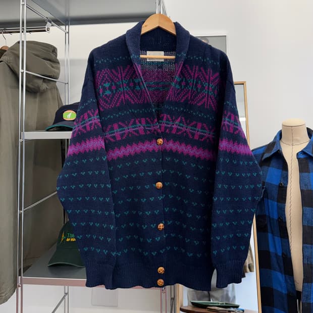 80s 펜들턴 퓨어 버진 울 페어아일 가디건 made in USA (L)