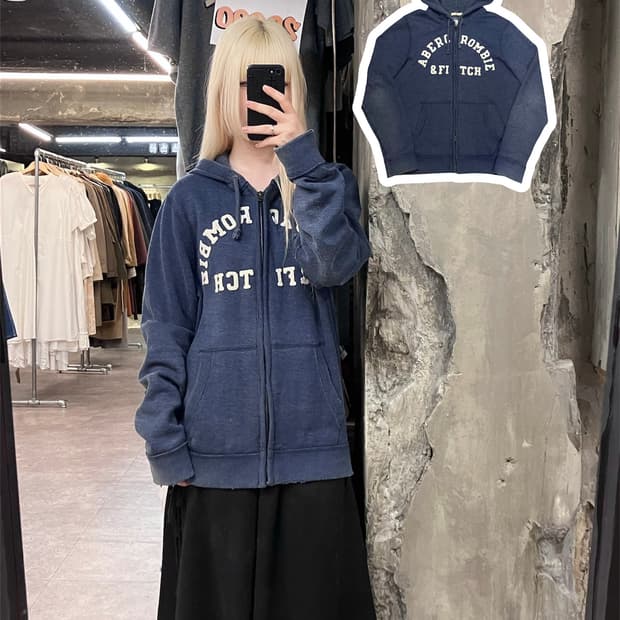 아베크롬비 기모 후드집업 차콜네이비 M   #csz3982