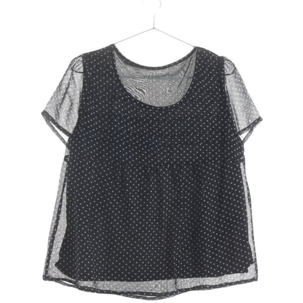 도트 셔링 반팔 블라우스 빈티지 모리걸 일본