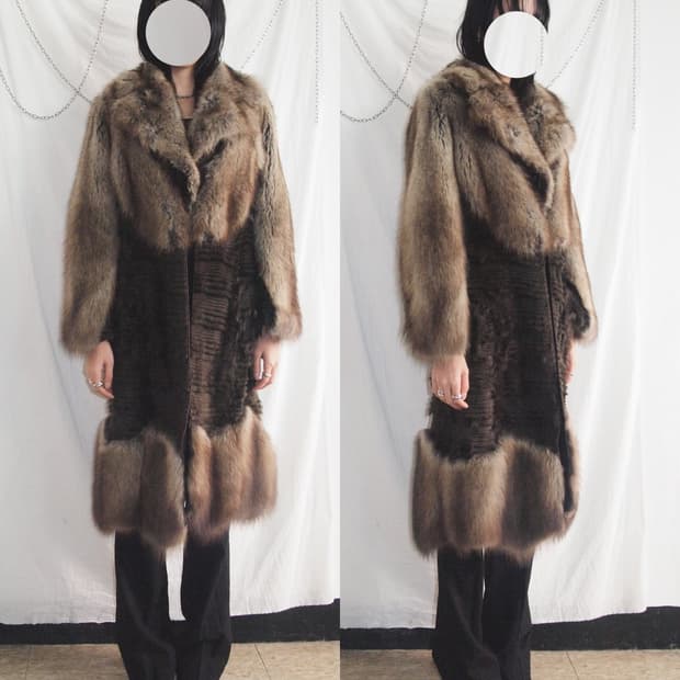 rare* 디올 존갈리아노 아트피스 패치워크 피셔 퍼 오버코트