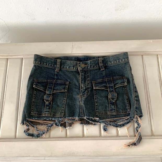 Y2k Pocket detail short denim skirt
