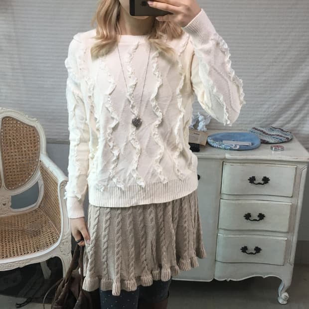 jpn vintage ivory lace argyle knit