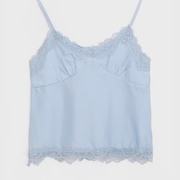 블랙업 새틴 레이스 나시