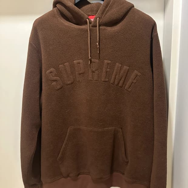 슈프림 폴라텍 후드티 브라운 L