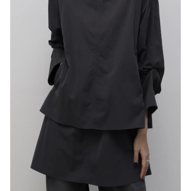 트리밍버드 레이어드 블라우스 블랙