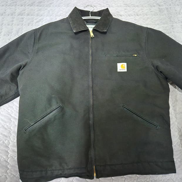 칼하트 WIP 오가닉 디어본 캔버스 OG 디트로이트 자켓 블랙 에이지드 