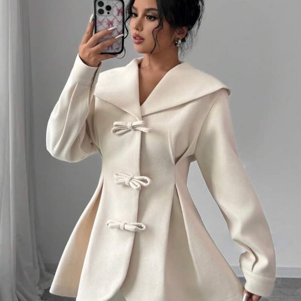 쉬인 shein 라떼갸루 아이보리 케이프 코트 S